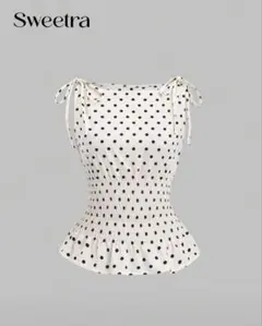 SHEIN ドット柄 ノースリーブトップス オフホワイト XS