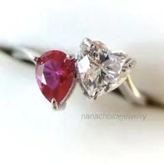 2200 高級 sona ダイヤモンド リング ルビー 人工石 ハート ドロップ