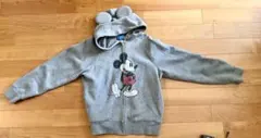 東京ディズニーリゾート ミッキー 耳付きパーカー M 裏起毛 グレー