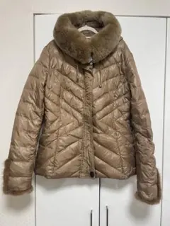 美品☆ダウンジャケット☆L/LL☆リアルファー☆ラビットxミンク☆中ダウン70%