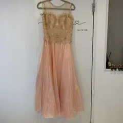 ピンクの刺繍入りAラインドレス