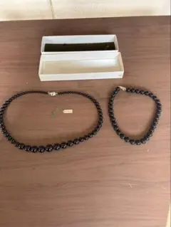 ⁠*。様 黒ビーズネックレス シルバー留め具付き