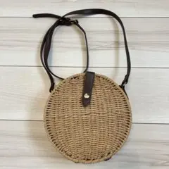 Heather 円形ラタン風かごバッグ
