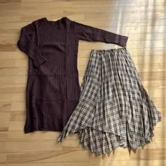 JEANASIS ニットワンピース＆プリーツスカート セット