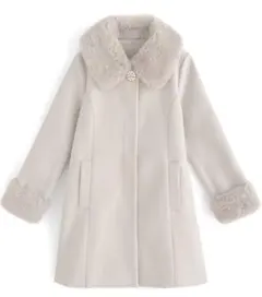 GRL グレイル パールブローチ付きファーフレアコート[ze786]