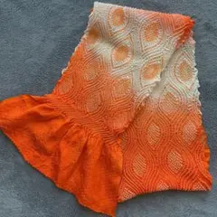 《美品》総絞り帯揚げ⭐︎オレンジと白