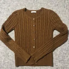 ケーブルニットカーディガン　ブラウン