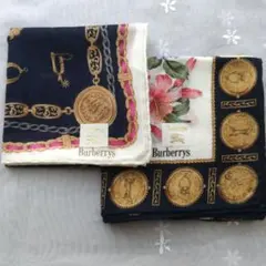 Burberrys 花柄 コインモチーフ ハンカチ 2枚セット