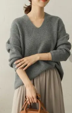 URBAN RESEARCH DOORS ハミルトンウール 畦Vネックニット