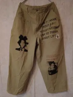 【古着】軍パン　リメイク　バスキア　カーゴパンツ　ミリタリー　ワイド
