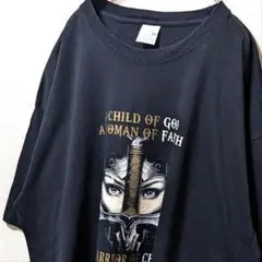ウーマンウォリアー 英字ロゴ Tシャツ ブラック 黒 2XL 古着