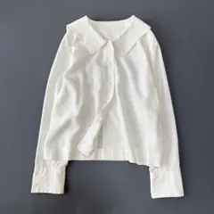 美品》マーガレットハウエル コットンリネンブラウス セーラーカラー