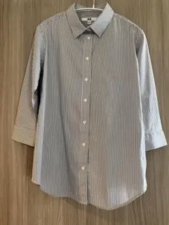 UNIQLO ストライプ 五分袖シャツ M