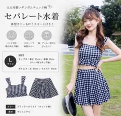 チェック柄 水着 Lサイズ スカート ギンガムチェック セパレート 体型カバーのサムネイル