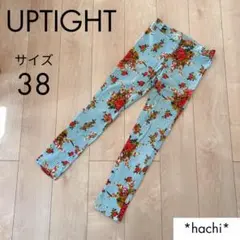 UPTIGHT スキニー ボトムス パンツ 38 花柄 総柄 デニム風