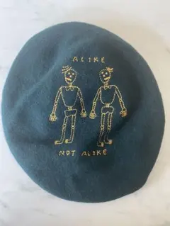 CA4LA 刺繍デザインのダークグリーンベレー帽