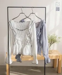 新品未使用★CLETTEオリジナル★ドット柄フリルブラウス ホワイト3L