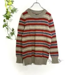 GAP ボーダー ニット セーター クルーネック ウール混 マルチカラー M