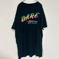 【XL】D.A.R.E. カラフルロゴ Tシャツ ブラック 黒 かわいい お洒落