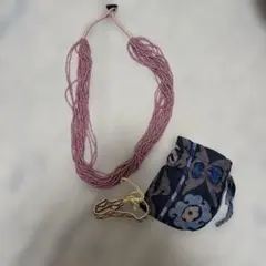 インド　ビーズネックレスとブレスレットセット　ポーチ付き