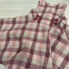 組曲　クミキョク　ノースリーブ ワンピース ピンク系チェック　110〜120