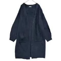 コルザ　ボタンレス ニットロングカーディガン　ネイビー　M