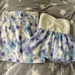 LIP SERVICE ベアトップ・スカートS 水色・紫花柄