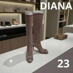 【本日削除】DIANA ダイアナ ベージュ スエード リボン付き ロングブーツ