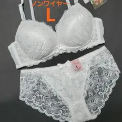 L 新品未使用 ノンワイヤー ブラショーツセット 白 No.37 ナイトブラ