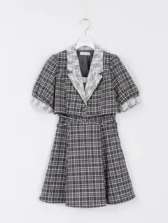 evelyn チェックジャケットセットOP (CH)