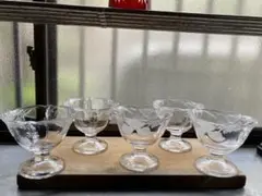ガラス製デザートカップ　5個セット 花柄