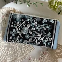 インド刺繍リボン ファスナーミニポーチ ハンドメイド