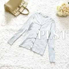 PLST✨プラステ✨リブニット 長袖カーディガン Vネック 羽織り トップス M