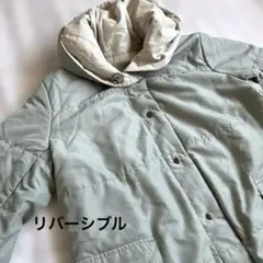 美品　リバーシブル　ライトグレー /アイボリー　フード付き モッズコート