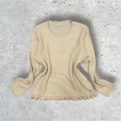 90s vintage 透かし編み モヘヤ フリルニット 長袖 レトロ ガーリー