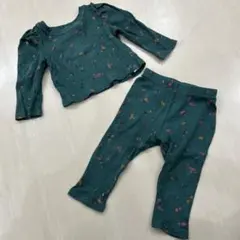 ベビーGAP 長袖　ワッフル　セットアップ　グリーン　花柄　80