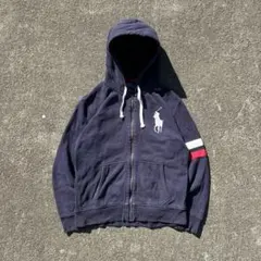 90s Polo Ralph lauren ジップパーカー　ビッグポニー　茄子紺