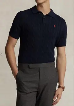 ラルフローレン　半袖ケーブルニットポロシャツ