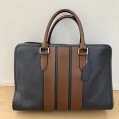 メンズCOACH 本革 ビジネスバッグ ダークグレー/ブラウン　良品