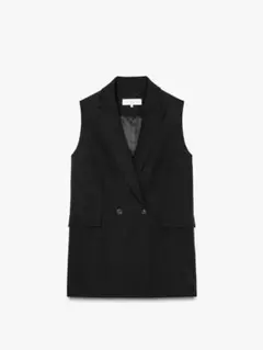ZARA ロングベスト ブラック XS ジレ オフィス カジュアル