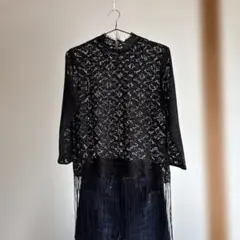 ZARA レース　カットソー　S ブラック　七分袖
