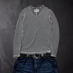 archive grunge thermal striped y2k vネック