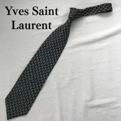 イヴサンローラン ネクタイ 深緑 ペイズリー柄 シルク素材 上品【n5471】