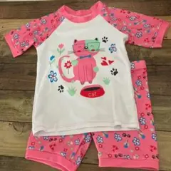 キッズ水着 120cm ネコ柄 ピンク セパレート パンツ 女の子