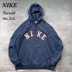 NIKE古着00s Y2K ミニ刺繍ロゴパーカー フェード XL U92