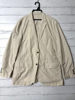 【美品】ユニクロ　メンズ コットン テーラードジャケット ベージュ系