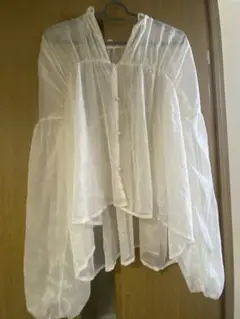 シフォン長袖シャツ M ホワイト