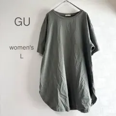 GU 半袖 Tシャツ マーゼライズドラウンドヘムチュニックTシャツ Ｌ
