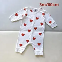 PETITBATEAU プチバトー　ハートプリント足なしロンパース　3m/60