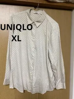 UNIQLOユニクロ　XL ベージュ　ドット　レーヨンブラウス Ｙシャツ